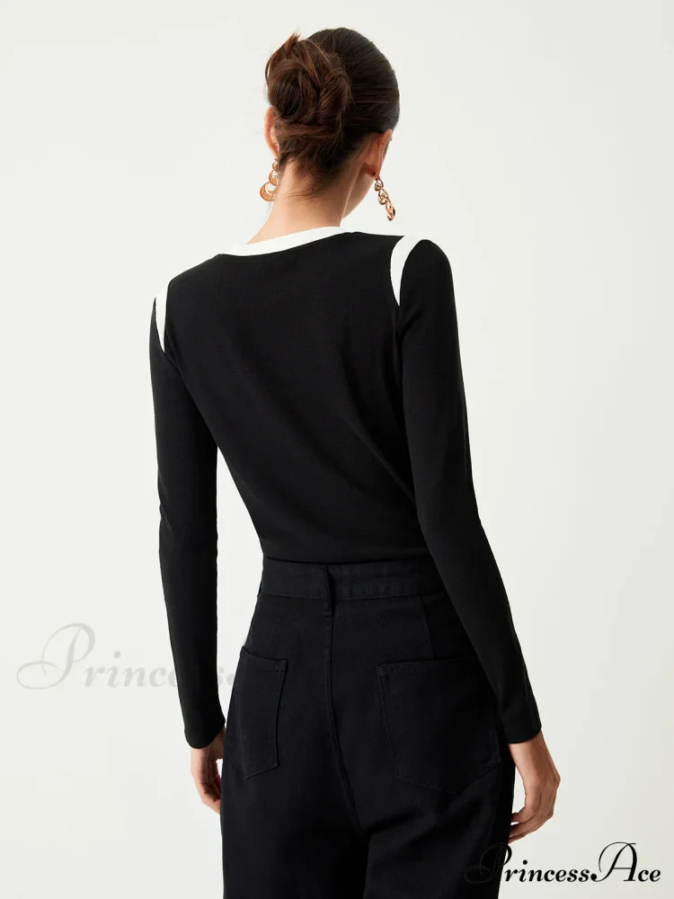 Contrast Trim Graceful Long Sleeve Shirt - Image 2