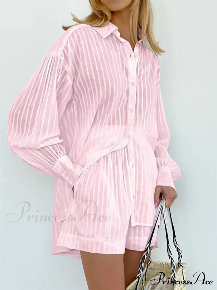 Cloud Nine Pinstripe See Modern Through Two Piece Shorts Set - Image 10