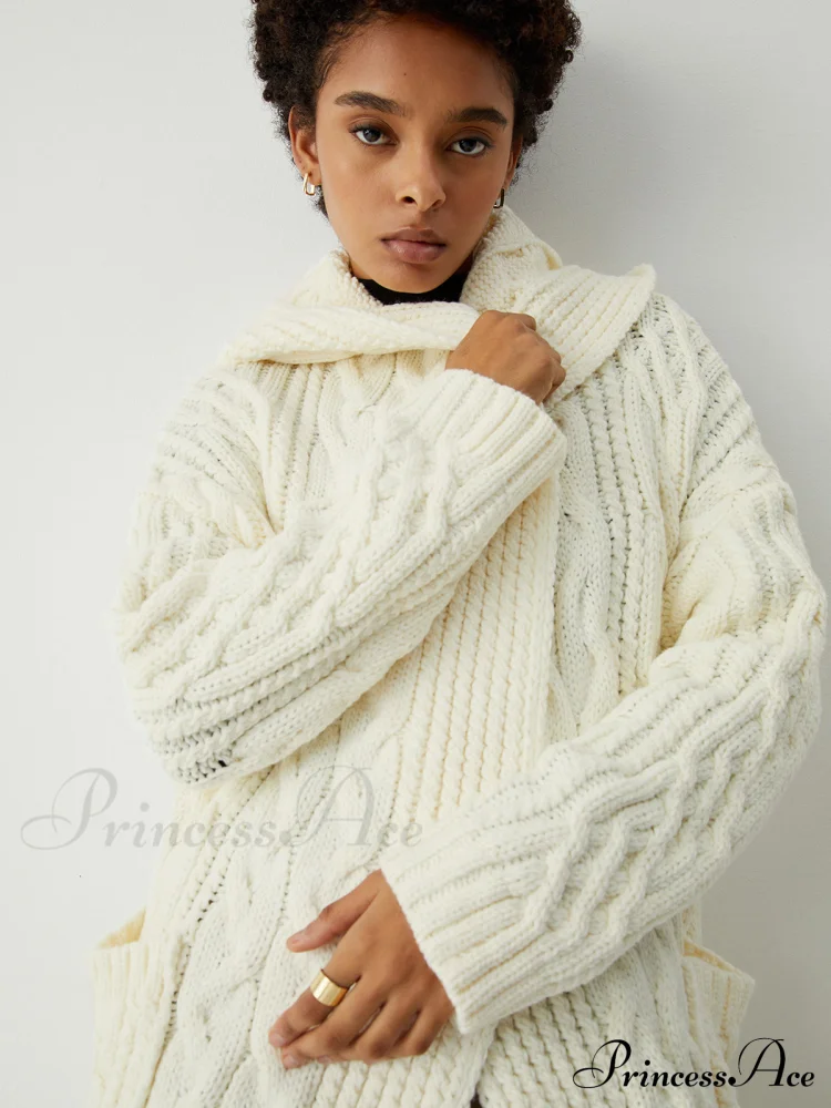 Cable Knit Graceful Hooded Longline Cardigan - Image 4