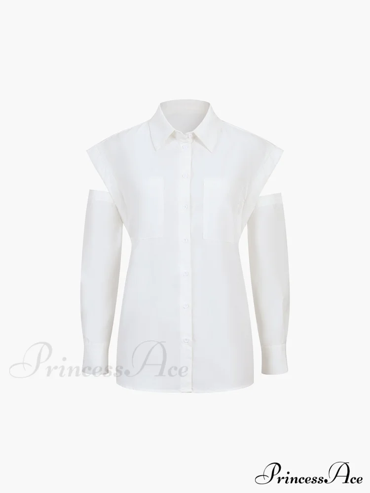 Button Down Cutout Trendy Long Sleeve Shirt - Image 2