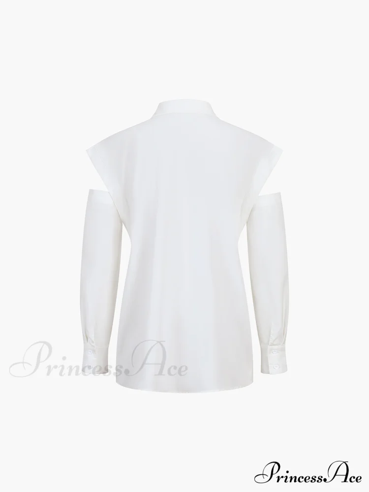 Button Down Cutout Trendy Long Sleeve Shirt - Image 3