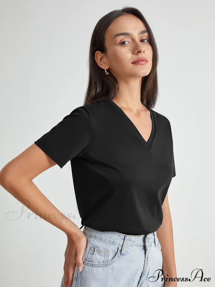 Basic Everyday Graceful V-Neck T-Shirt - Image 4
