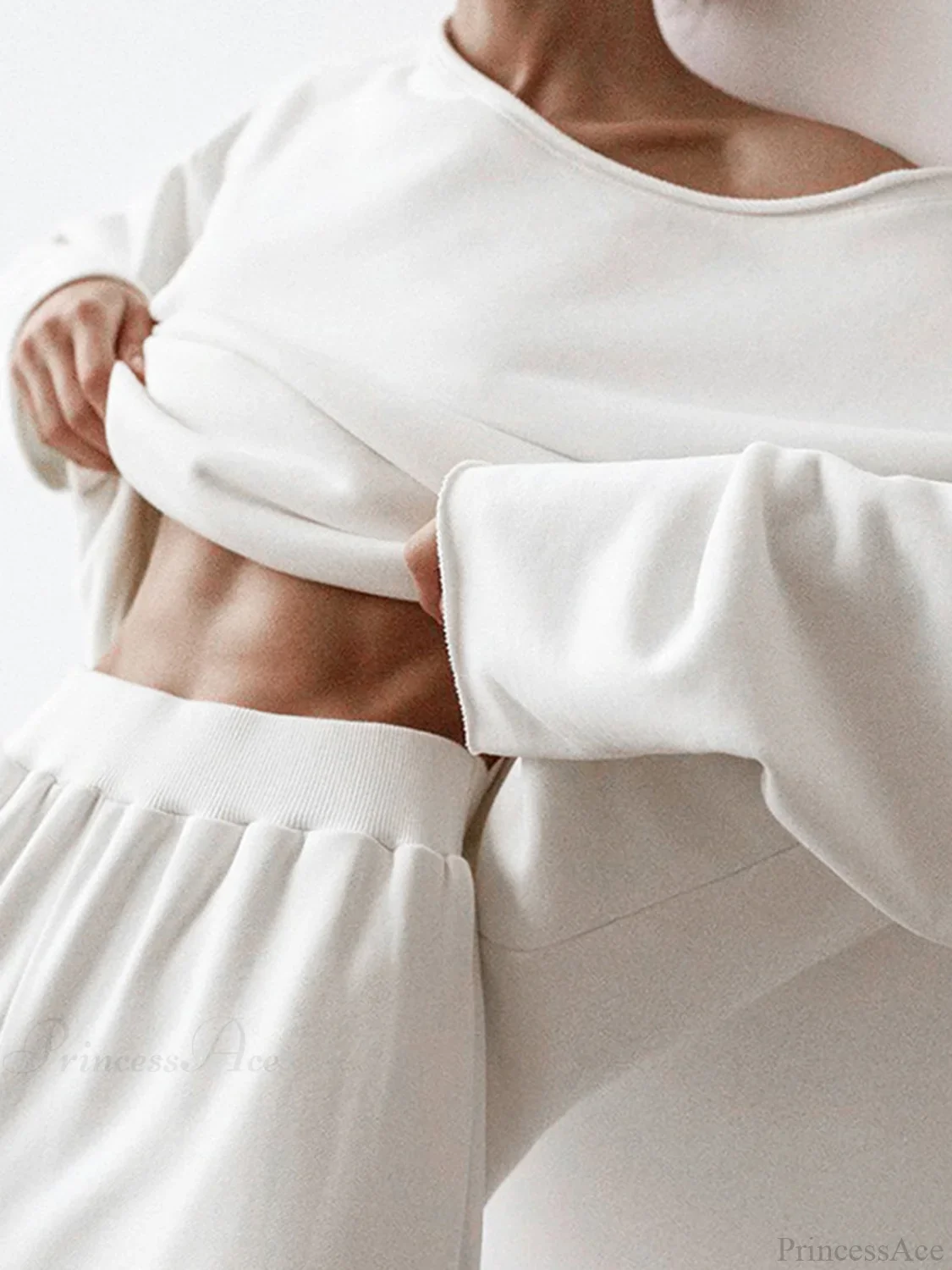Asymmetrical Off Graceful Shoulder Solid Sweatshirt - Image 3