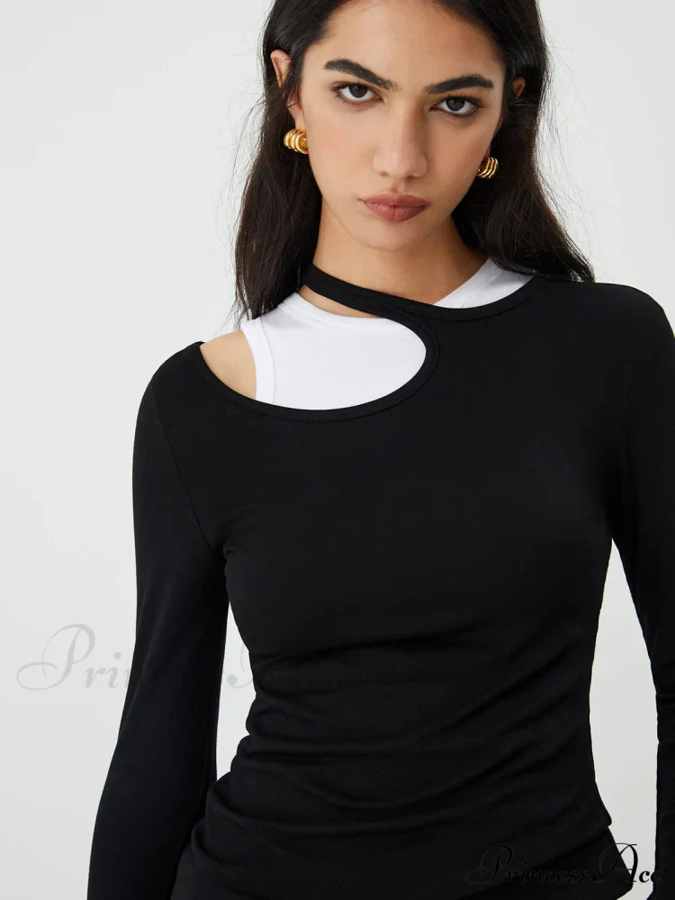 Asymmetrical Neck Graceful Long Sleeve Blouse - Image 4