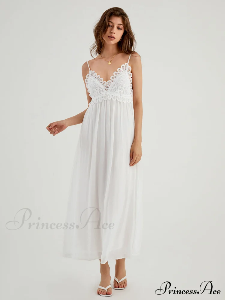 Aegean Guipure Lace Trendy Open Back Long Dress - Image 3