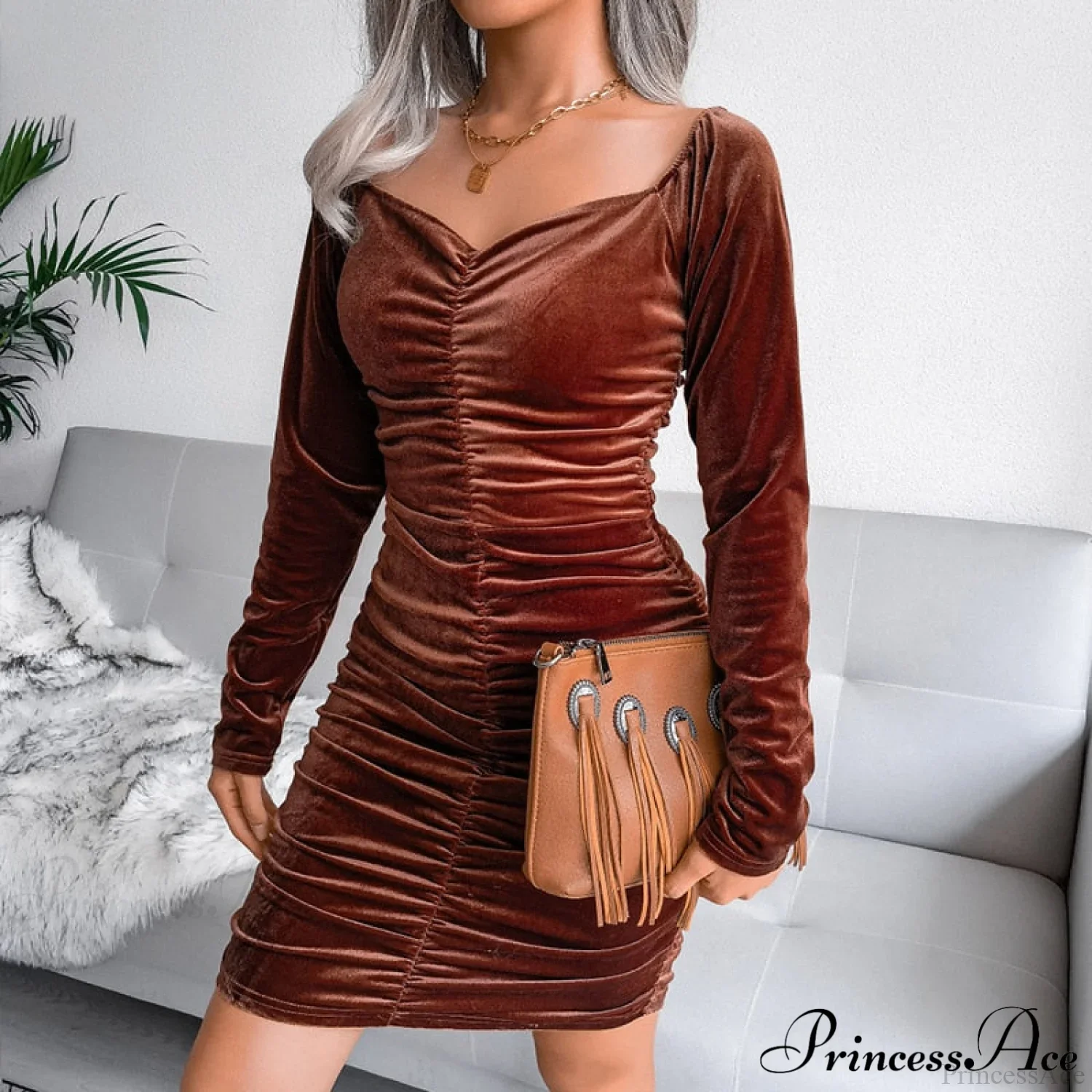 Autumn Long Sleeve Trendy Turtleneck Bodycon Mini Dress - Image 7