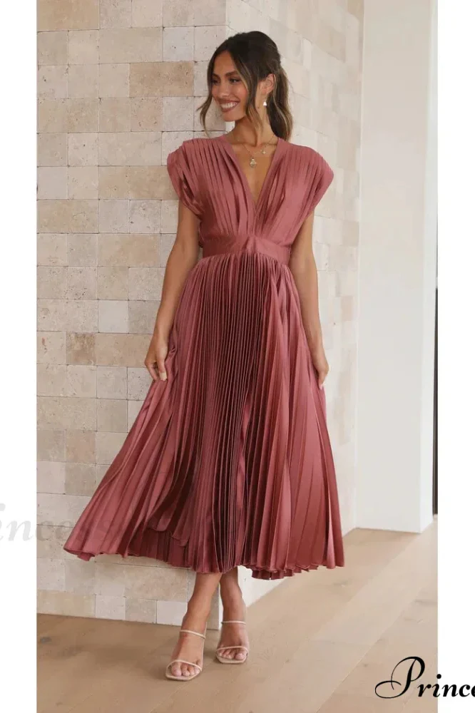 Female Loose Zipper Trendy Pleated Party Dress - Image 4