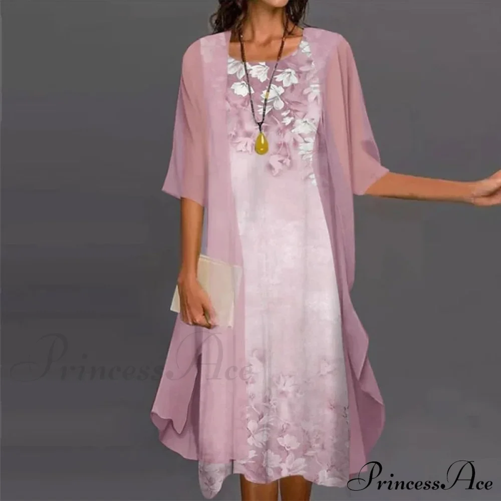 Fashion Elegant Long Sleeve Chiffon Dress