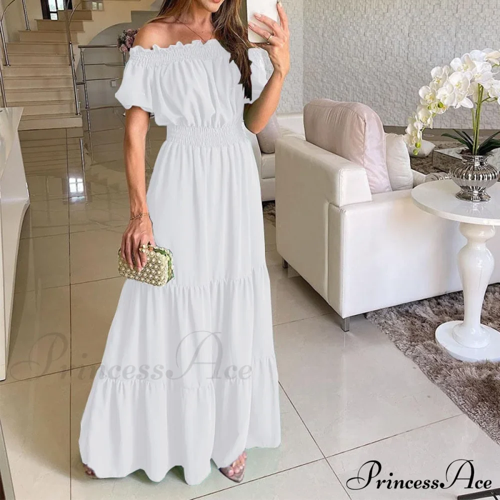Casual Elegant Ruffle Halter Sleeveless Classic Female Party Outfits Beach Maxi Dress - Image 15