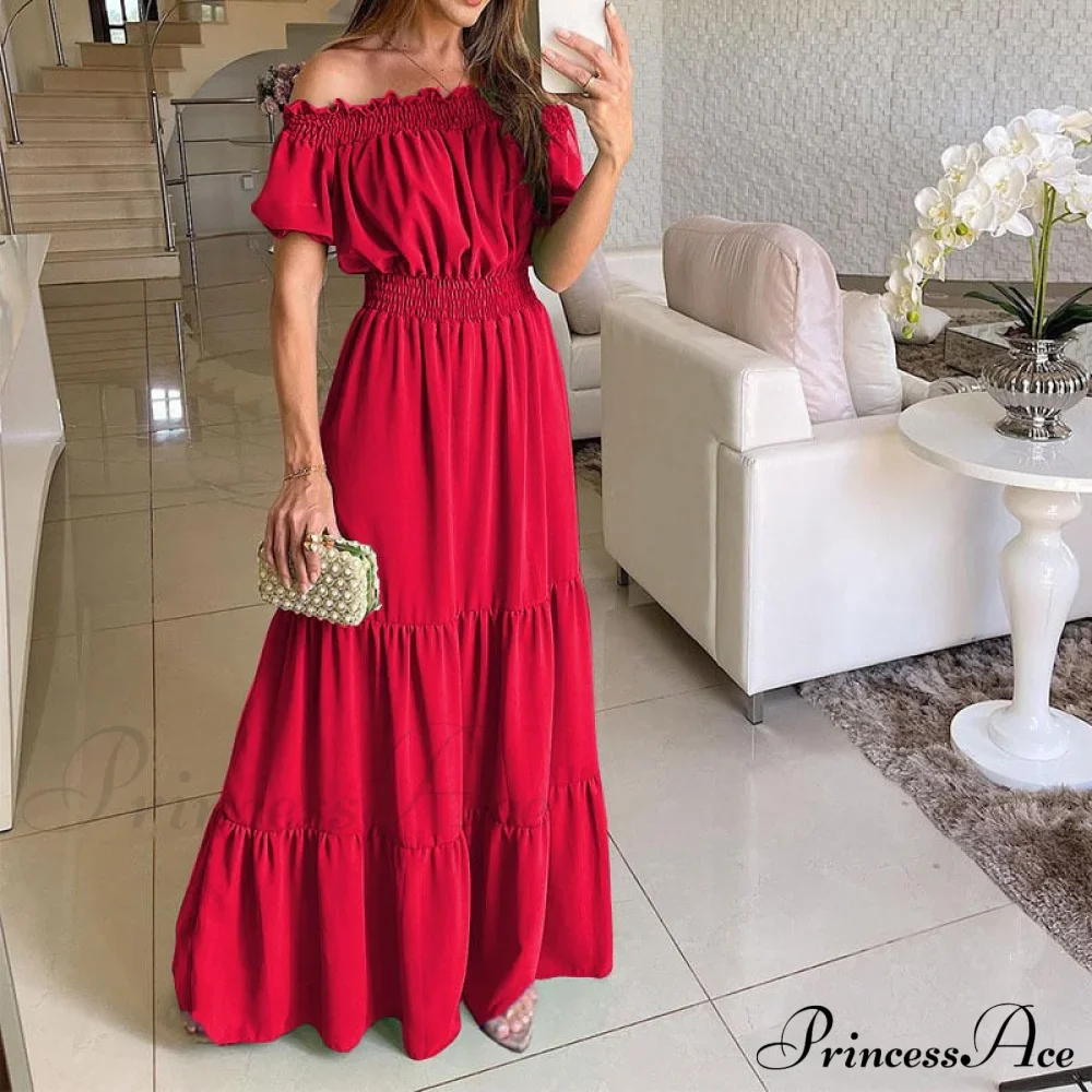 Casual Elegant Ruffle Halter Sleeveless Classic Female Party Outfits Beach Maxi Dress - Image 16