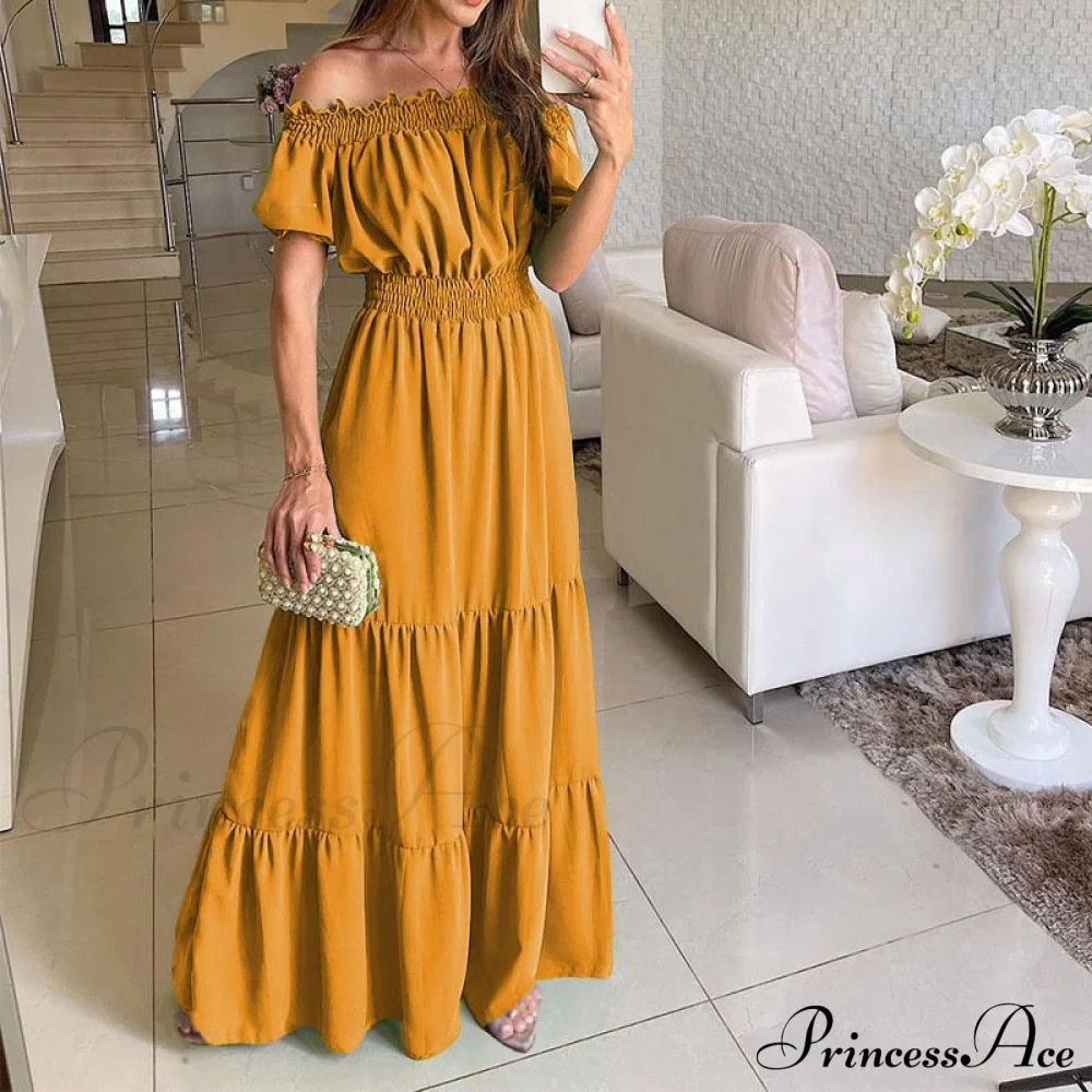 Casual Elegant Ruffle Halter Sleeveless Classic Female Party Outfits Beach Maxi Dress - Image 18