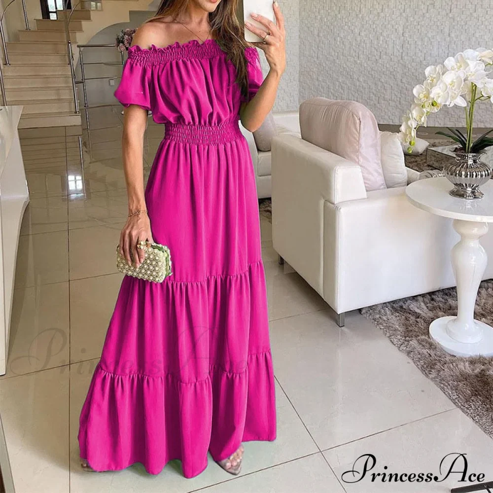 Casual Elegant Ruffle Halter Sleeveless Classic Female Party Outfits Beach Maxi Dress - Image 19