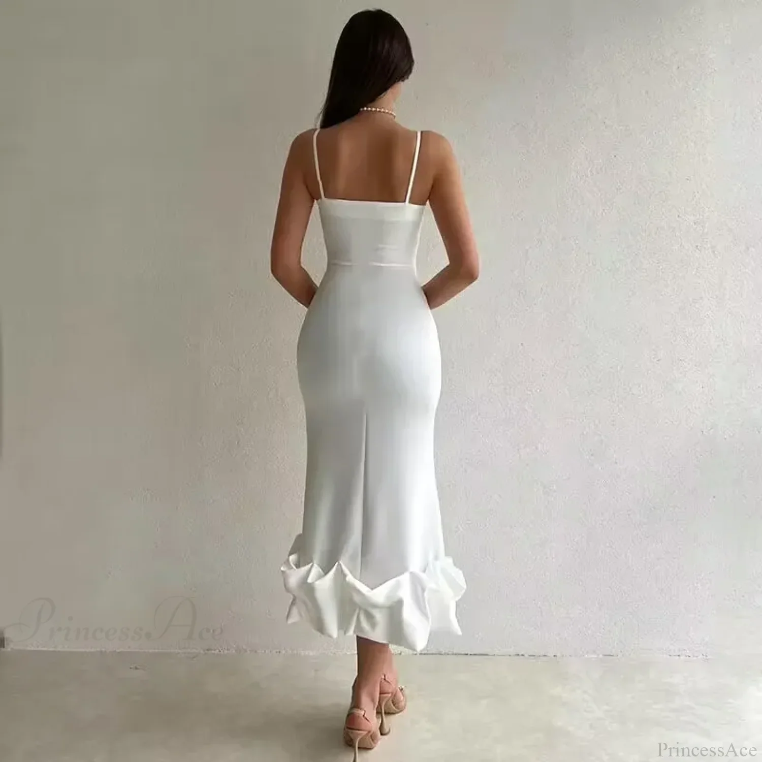 Sexy Slanted One Shoulder Modern Slim Chain Floral Maxi Dress - Image 2