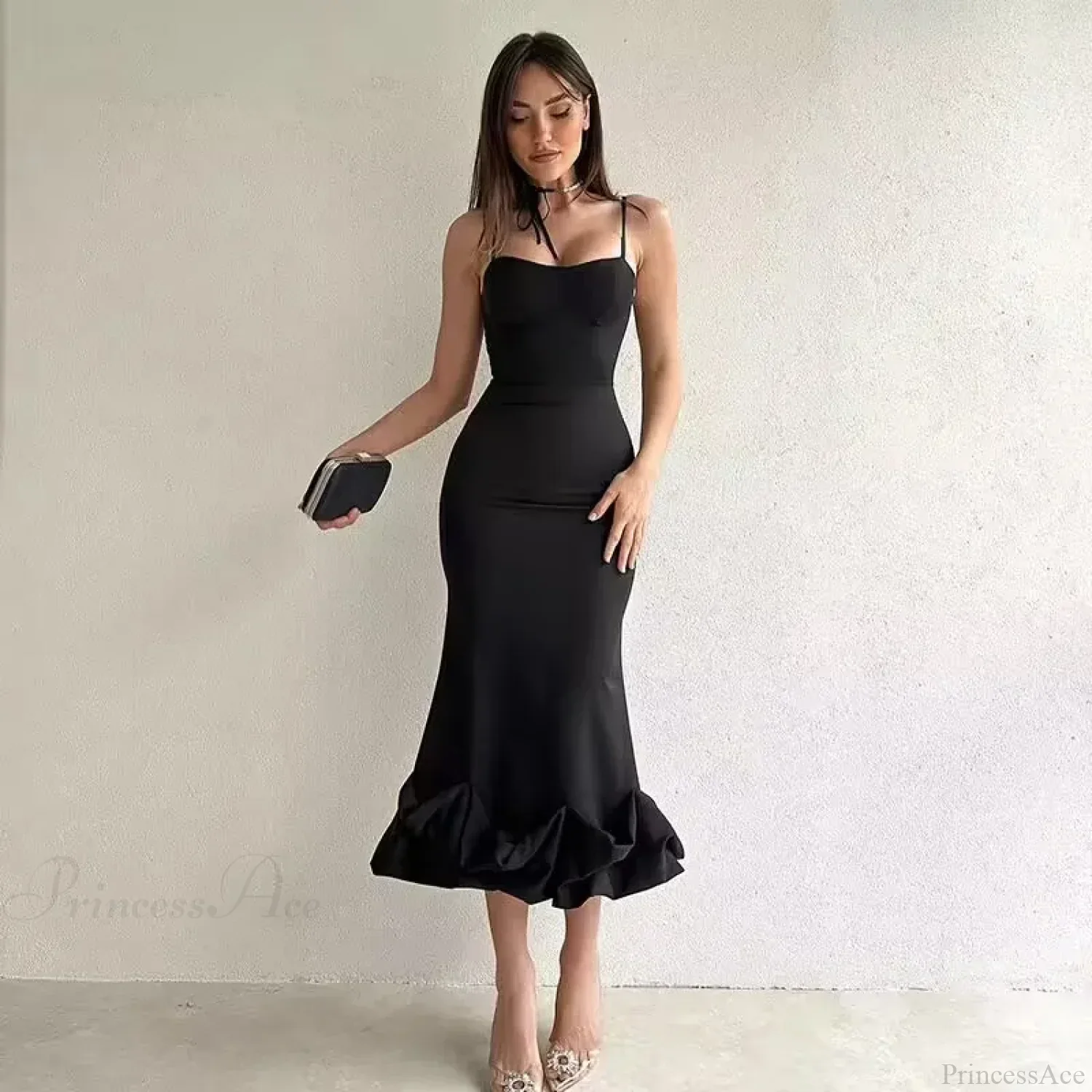 Sexy Slanted One Shoulder Modern Slim Chain Floral Maxi Dress - Image 3