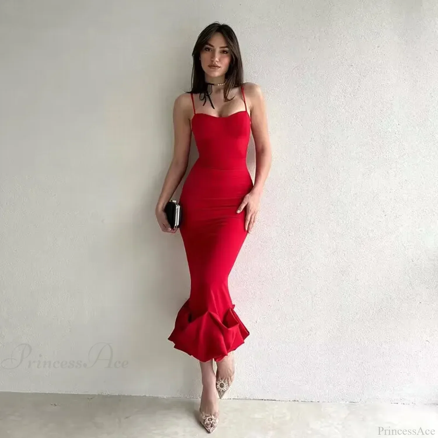 Sexy Slanted One Shoulder Modern Slim Chain Floral Maxi Dress - Image 4