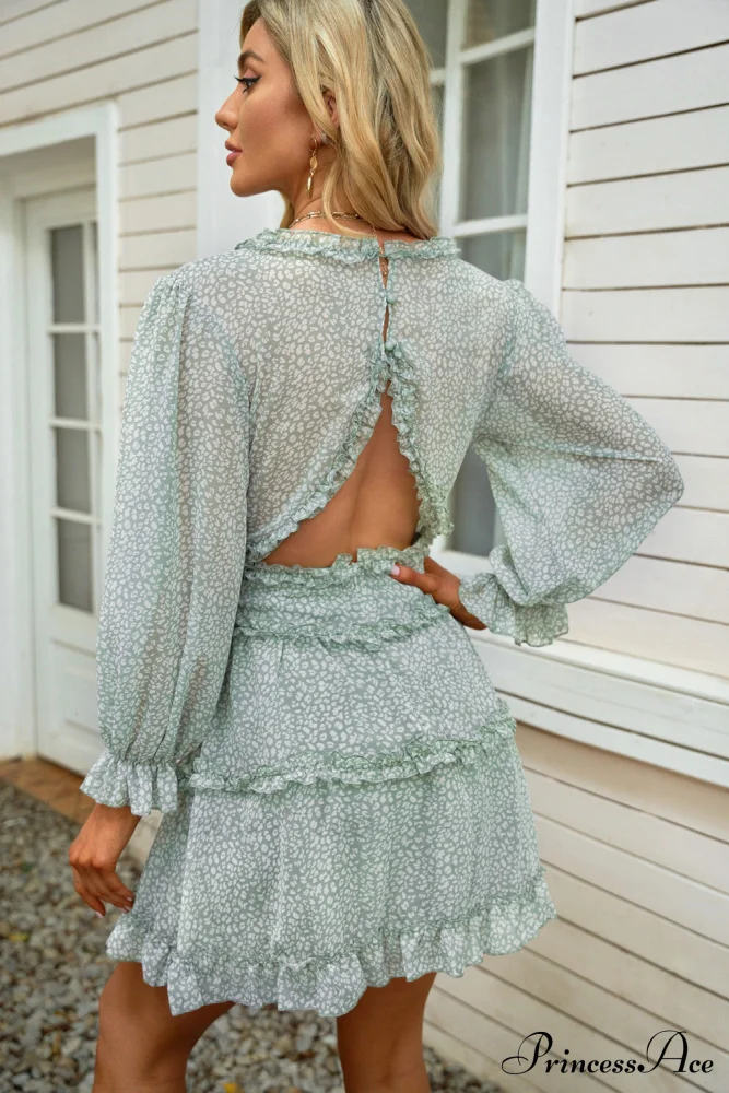 Causal Loose Solid Color Pleated Classic V-Neck Long Puff Sleeves Sweater Dress - Image 19