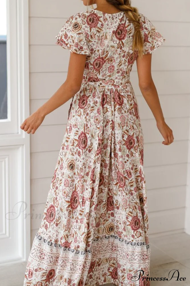 Bohemian Print Split Trendy High Waist Maxi Dress - Image 5