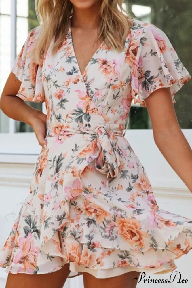 Fashion Short Graceful Sleeve Stripe Dress - Image 5