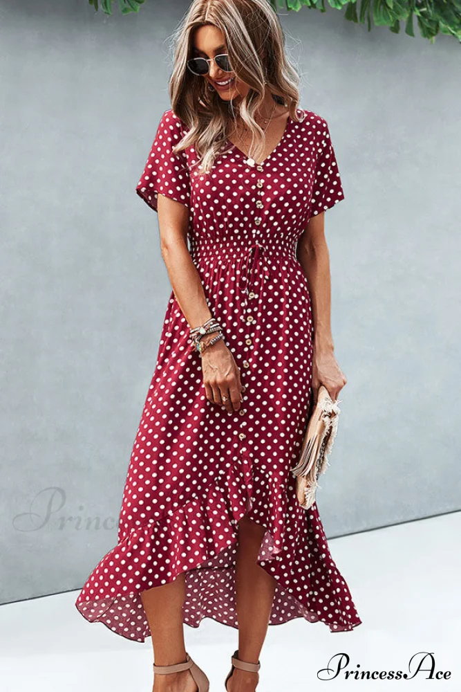 Floral Print V Neck Modern Ruffle Hem Casual Dress - Image 2