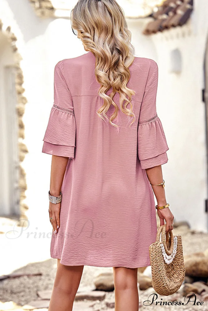 Floral Print Deep Trendy V Neck Casual Dress - Image 4
