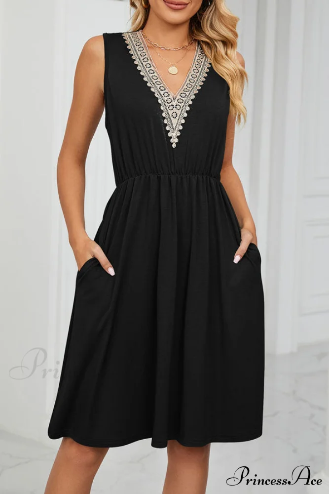 Jacquard Round Neck Trendy Sleeveless Casual Dress
