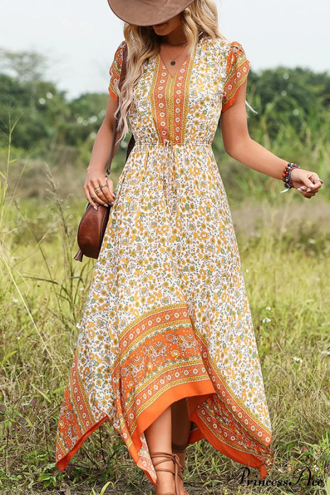 Fashion V Neck High Modern Waist Solid Casual Dress