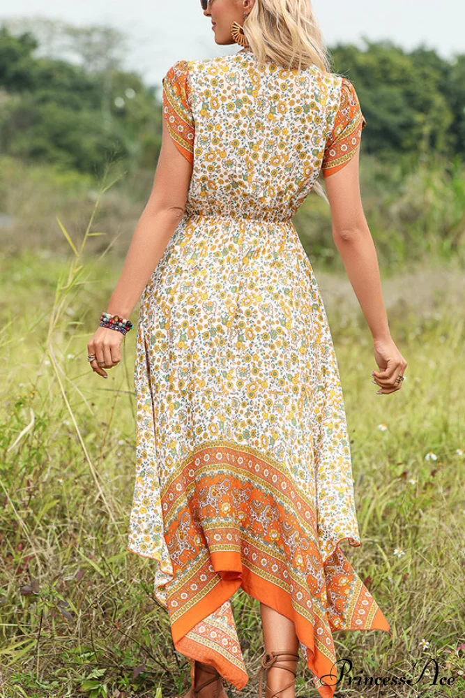 Fashion V Neck High Modern Waist Solid Casual Dress - Image 3