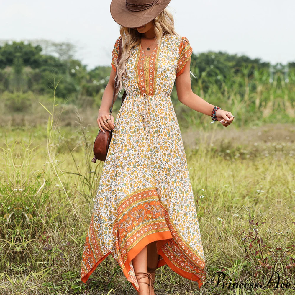 Fashion V Neck High Modern Waist Solid Casual Dress - Image 4