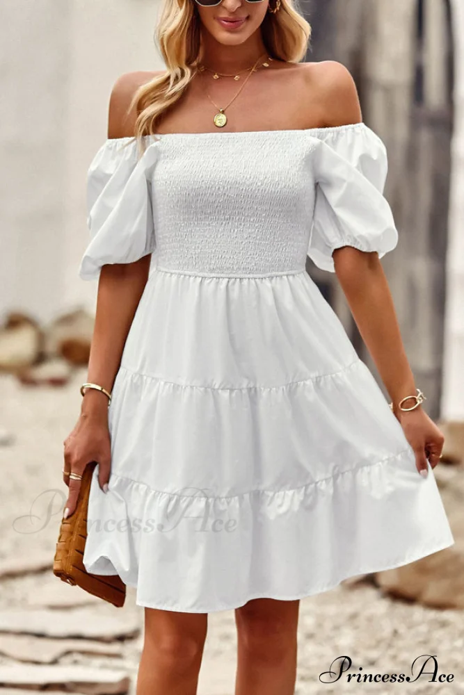 Fashion Ruffle Hem Trendy Solid Color Cusual Dress
