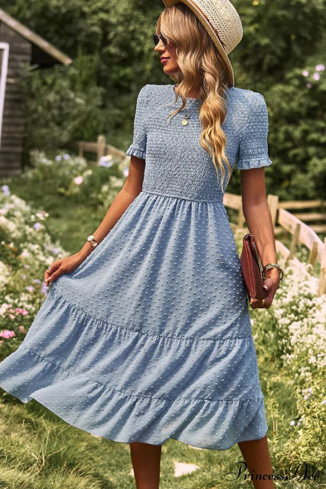 Fashion Dots Print Trendy Long Sleeve Midi Dress - Image 3