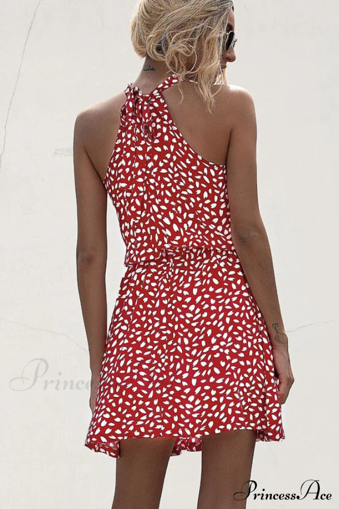 Flower Halter Neck A Modern Style Solid Casual Dress - Image 4