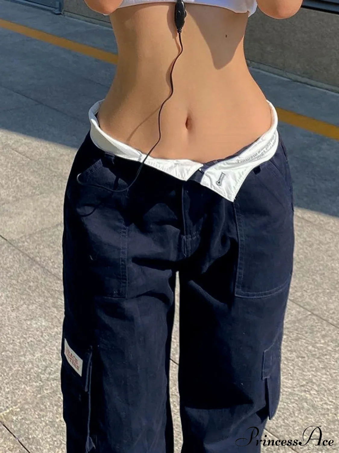 Fold Over Buckle Trendy Belt Denim Jean - Image 4