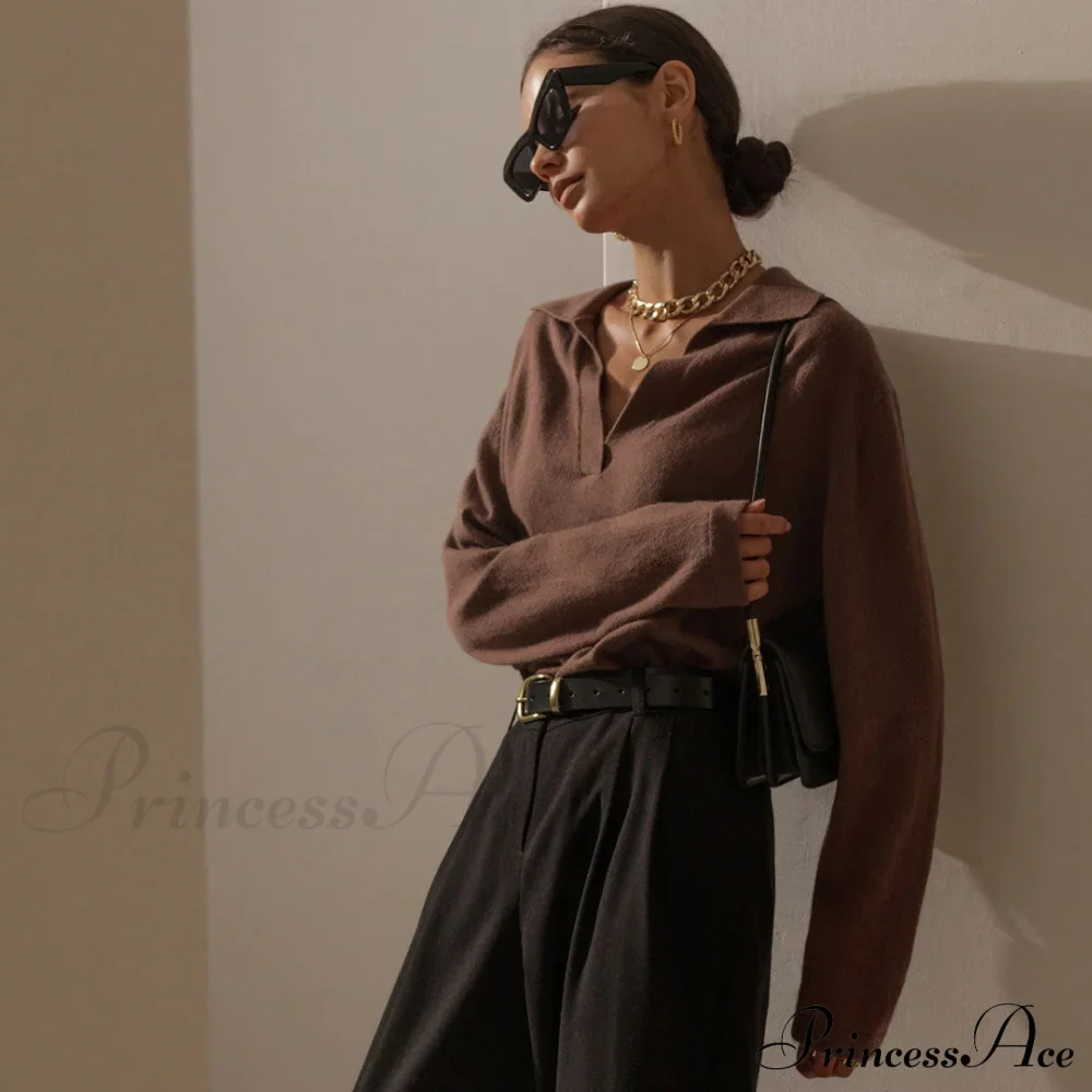 Fabulous Solid Color V Neck Classic Long Sleeve Sweater - Image 2