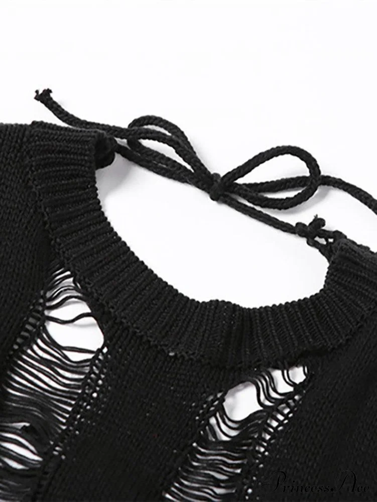 Trendy Distressed Chic Mini Dress - Image 10