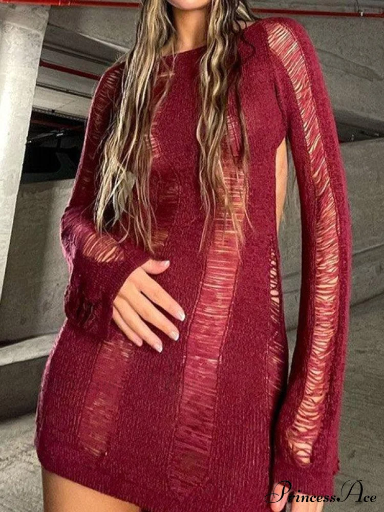 Trendy Distressed Chic Mini Dress - Image 15