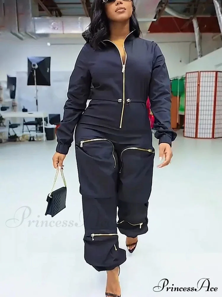 Deep V Shawl Collar Bishop Sleeve Jumpsuit - Image 5