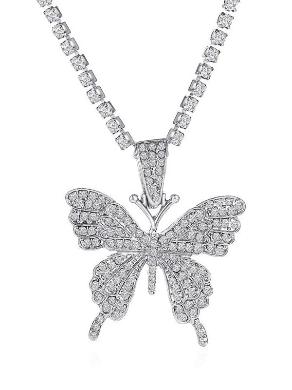 Rhinestone Butterfly Halter Trendy Asymmetric Crop Cami Top - Image 4