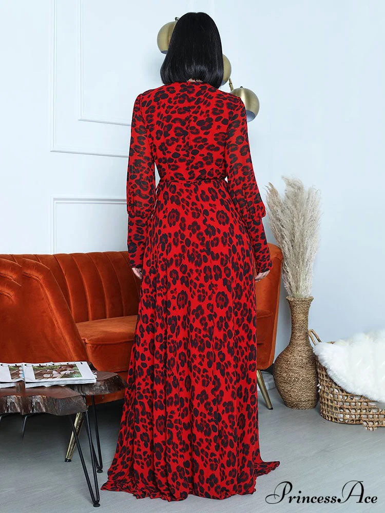 Leopard Print Graceful Patchwork Hollow-out Sweater - Image 3