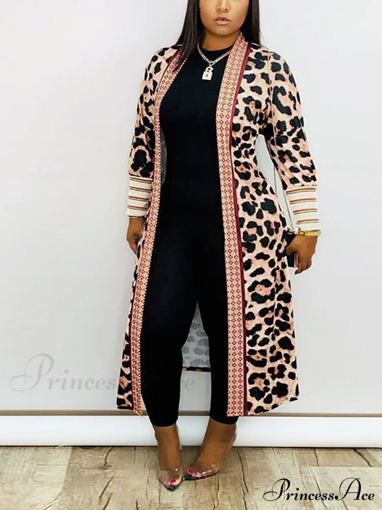 Leopard Print Graceful Bowknot Pleated Dress
