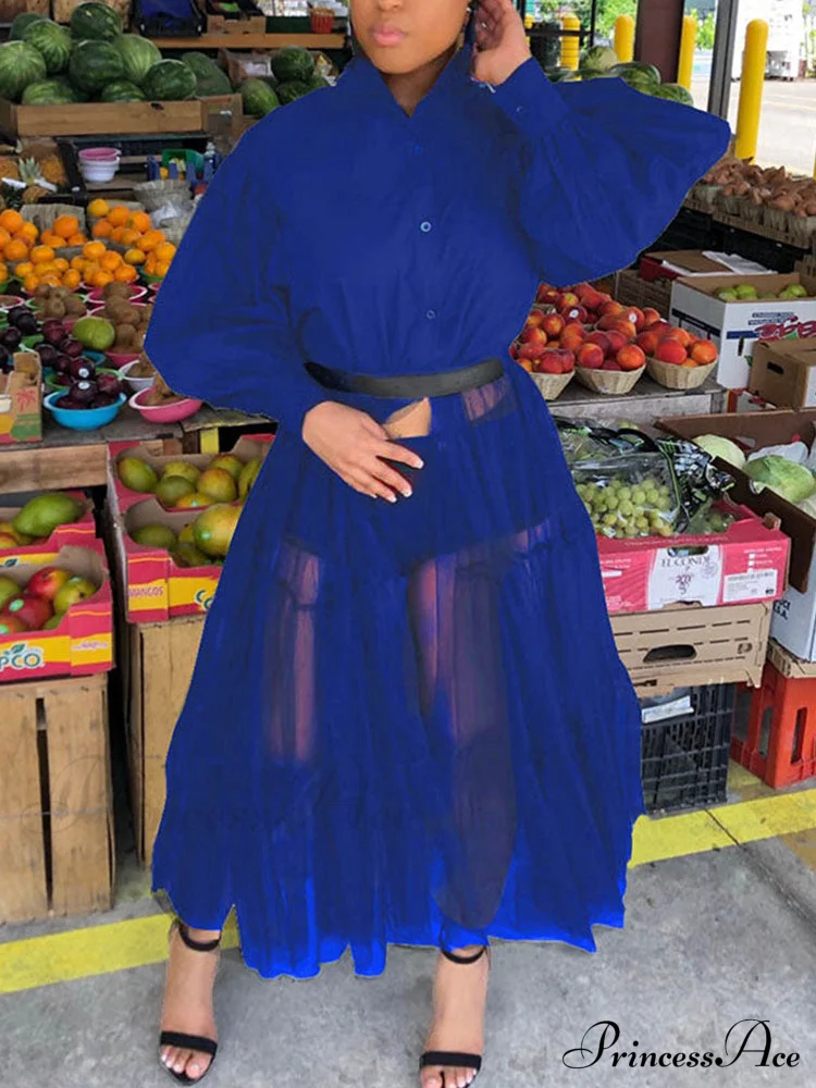 Lantern Sleeve Graceful Split Maxi Dress - Image 8