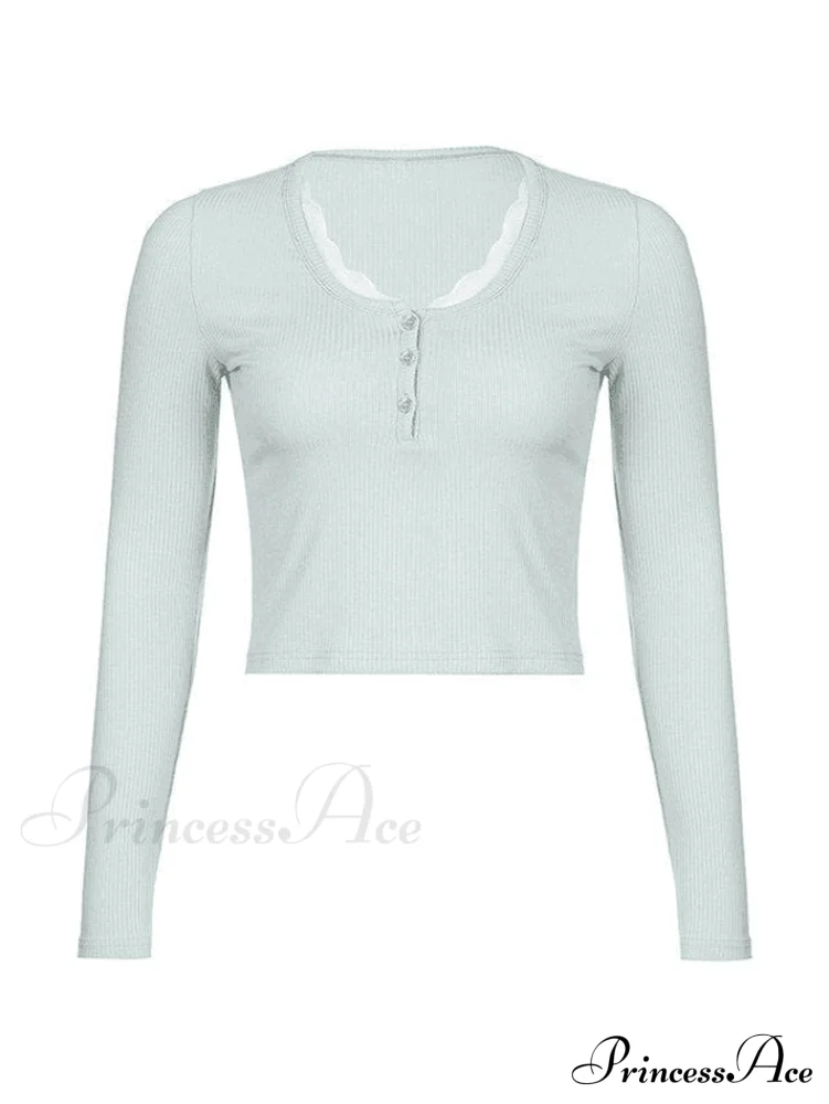 Lace Trim Graceful Knit Crop Top - Image 5