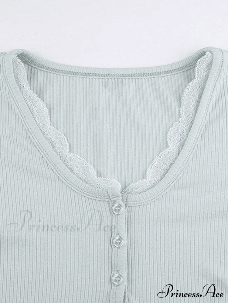 Lace Trim Graceful Knit Crop Top - Image 6