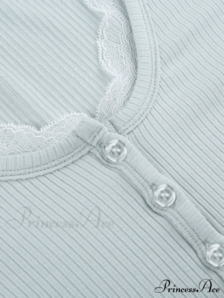 Lace Trim Graceful Knit Crop Top - Image 7