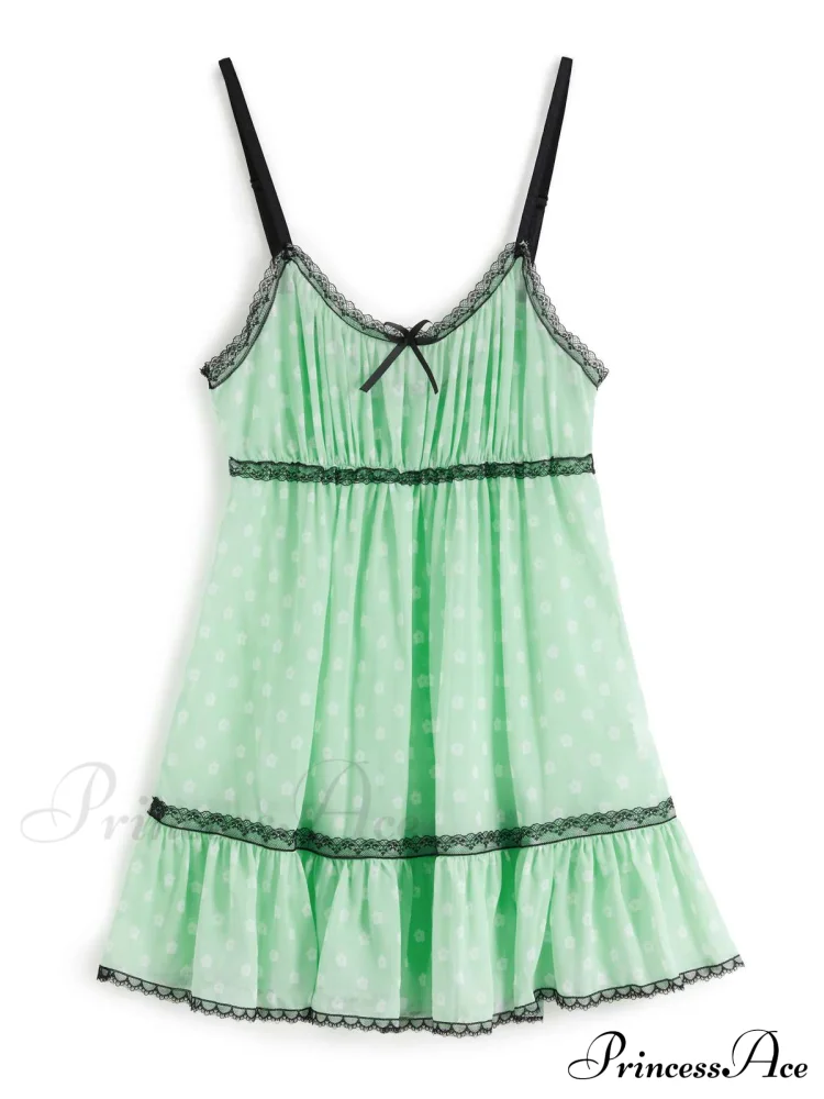 Lace Trim Graceful Floral Mini Dress - Image 3