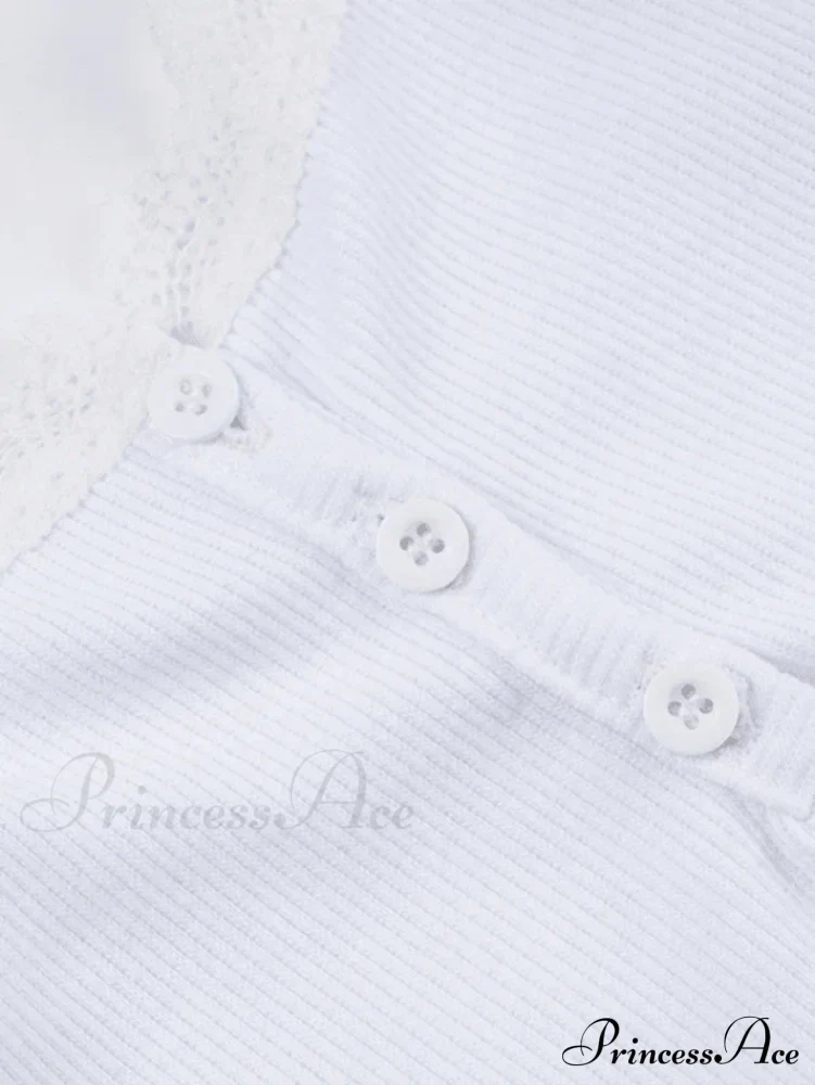 Lace Trim Button Trendy Up Cami Top - Image 5