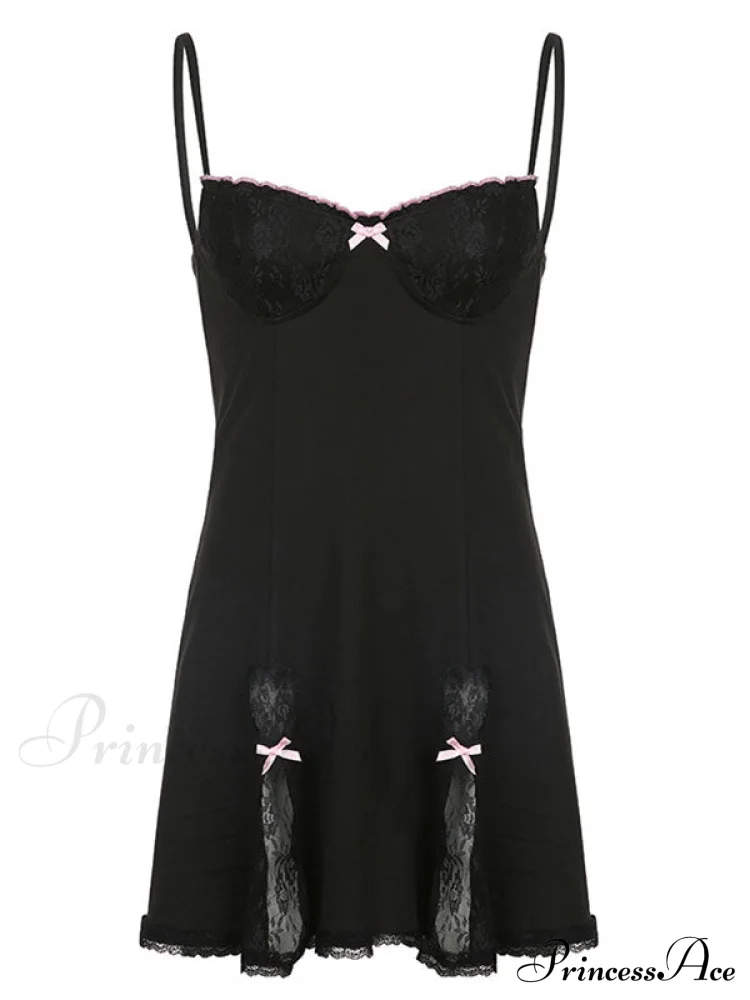 Sexy Black Lace Detail Mini Dress - Image 3