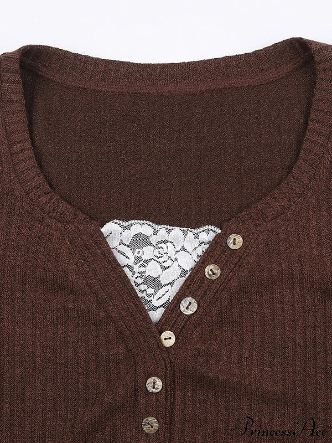 Lace Paneled Graceful Brown Tank Top - Image 4