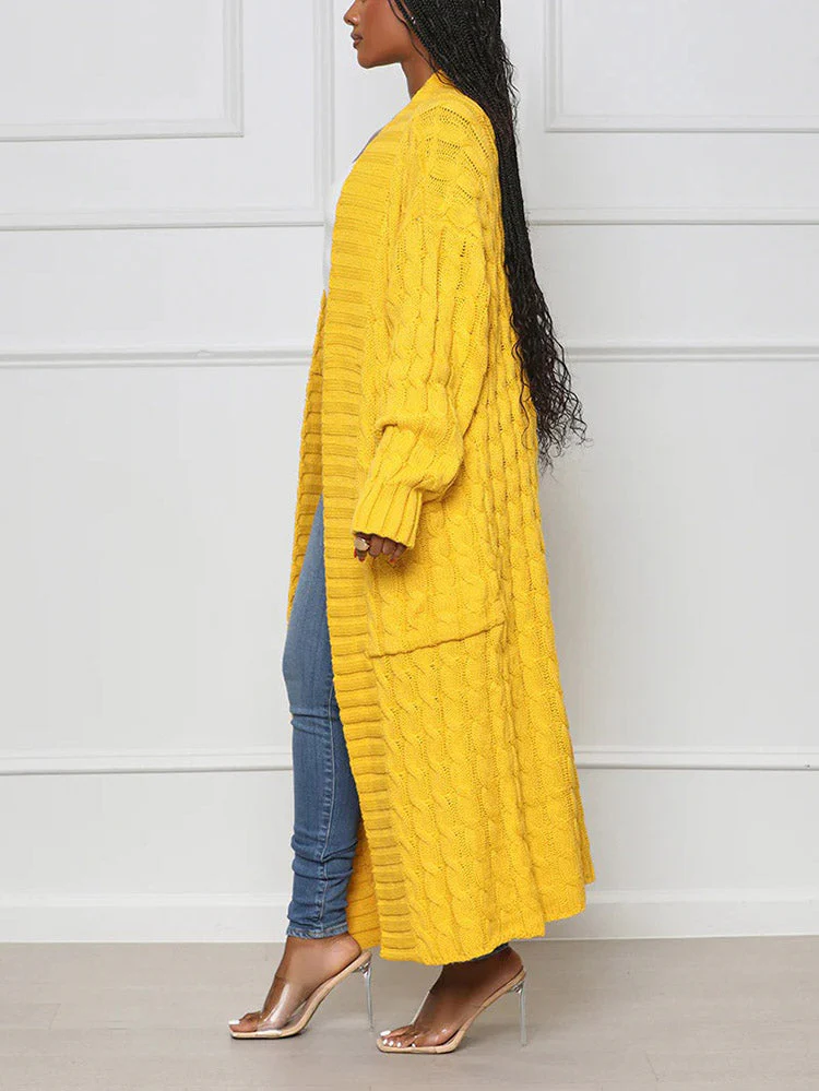 Knitted Solid Graceful Open Front Cardigan - Image 10