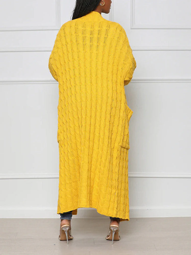 Knitted Solid Graceful Open Front Cardigan - Image 11