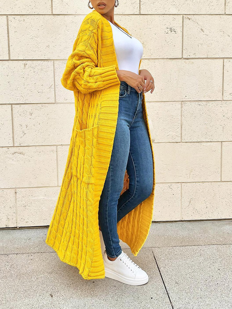 Knitted Solid Graceful Open Front Cardigan - Image 13